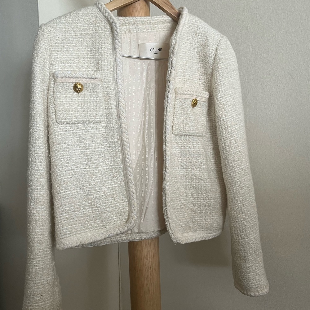 CELINE "Chasseur" Tweed Jacket, Braided Bouclé (Size 36 / Small)